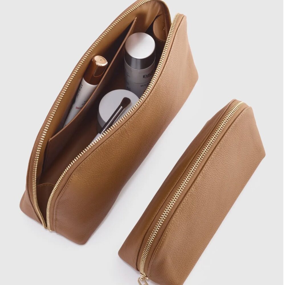 NWT Quince Italian Leather Pouch in Cognac - Large Size Pouch Only - Picture 7 of 9